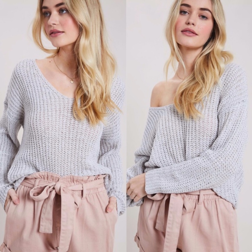 CATHERINE Knit Sweater - SILVER - Picture 1 of 3